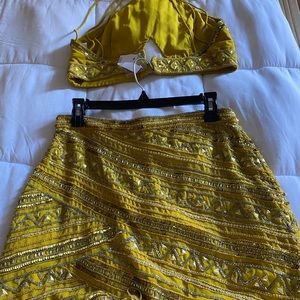 Beautiful yellow and gold skirt set
